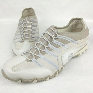 Skechers 21477 leather slipon silver beige size 10